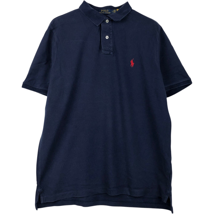 Ralph Lauren POLO RALPH LAUREN CLASSIC FIT short sleeve polo shirt for men size L cotton navy blue type Vintage Second Hand