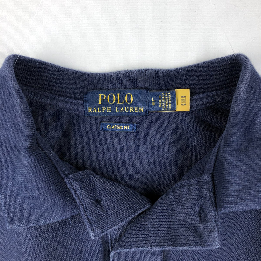 Ralph Lauren POLO RALPH LAUREN CLASSIC FIT short sleeve polo shirt for men size L cotton navy blue type Vintage Second Hand