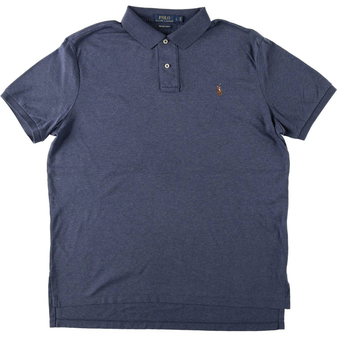 Ralph Lauren POLO RALPH LAUREN short sleeve polo shirt men's size L cotton navy blue type Vintage Second Hand
