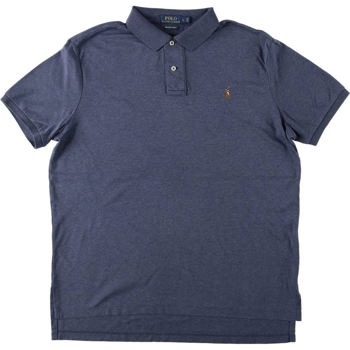Ralph Lauren POLO RALPH LAUREN short sleeve polo shirt men's size L cotton navy blue type Vintage Second Hand