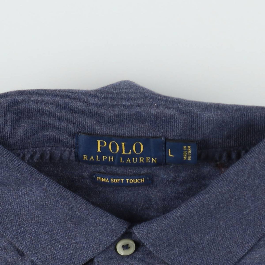 Ralph Lauren POLO RALPH LAUREN short sleeve polo shirt men's size L cotton navy blue type Vintage Second Hand