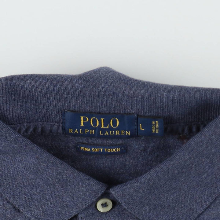 Ralph Lauren POLO RALPH LAUREN short sleeve polo shirt men's size L cotton navy blue type Vintage Second Hand