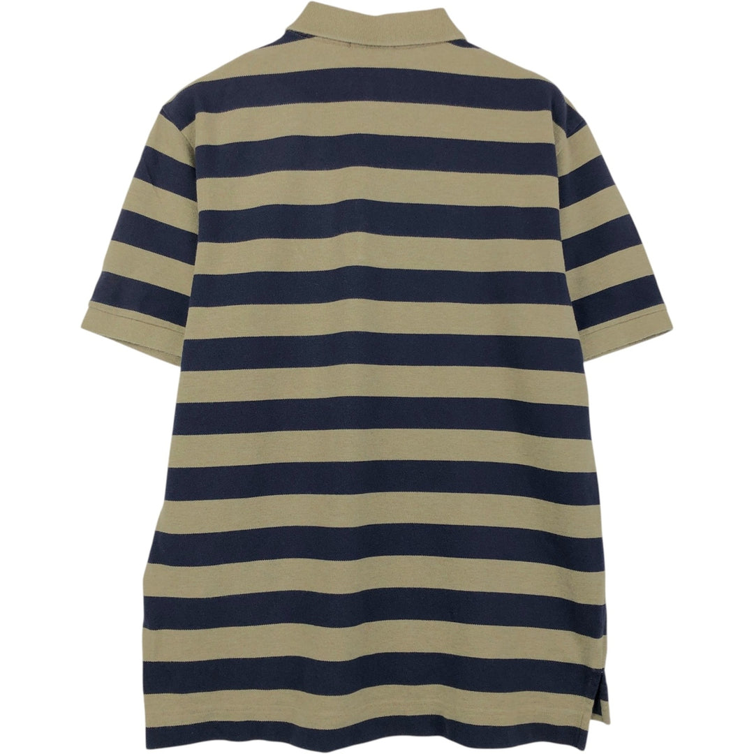 Nautica short-sleeved striped polo shirt (2000s/2000s) - Men's size M (approx.) cotton Khaki type Vintage Second Hand