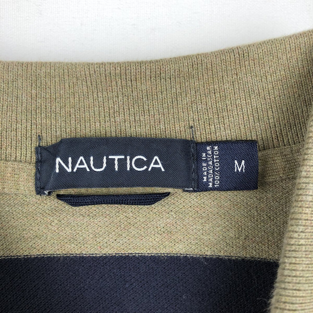 Nautica short-sleeved striped polo shirt (2000s/2000s) - Men's size M (approx.) cotton Khaki type Vintage Second Hand