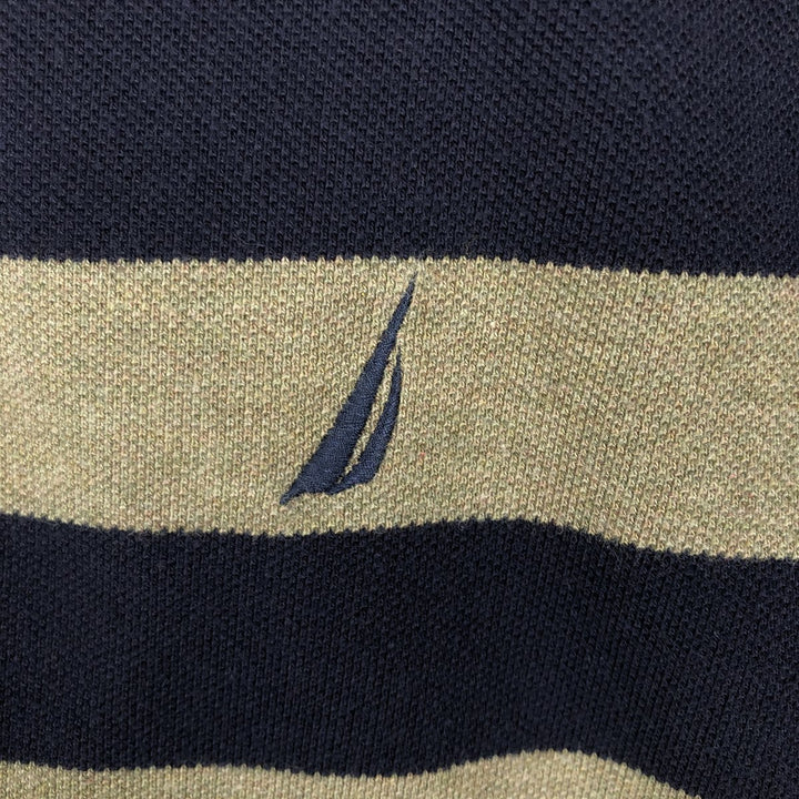 Nautica short-sleeved striped polo shirt (2000s/2000s) - Men's size M (approx.) cotton Khaki type Vintage Second Hand
