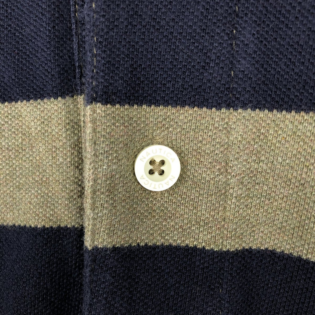 Nautica short-sleeved striped polo shirt (2000s/2000s) - Men's size M (approx.) cotton Khaki type Vintage Second Hand