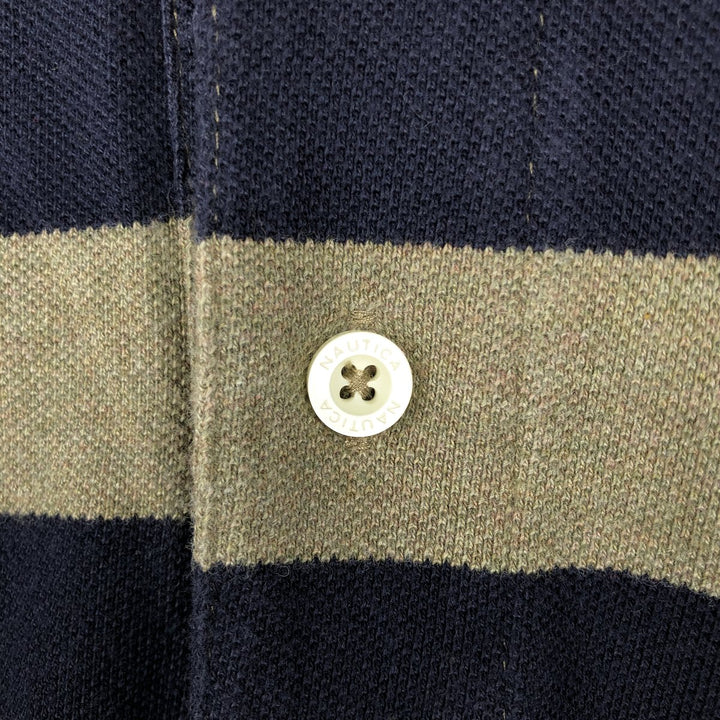 Nautica short-sleeved striped polo shirt (2000s/2000s) - Men's size M (approx.) cotton Khaki type Vintage Second Hand