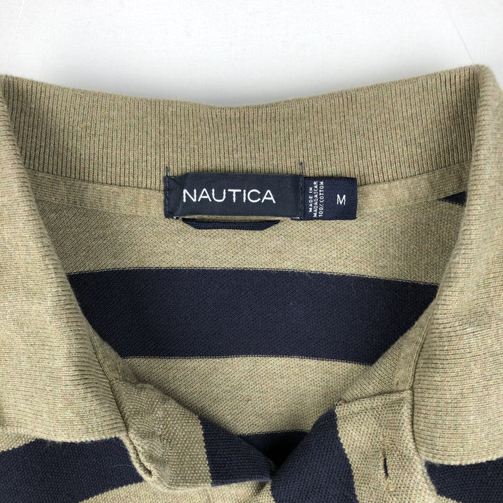Nautica short-sleeved striped polo shirt (2000s/2000s) - Men's size M (approx.) cotton Khaki type Vintage Second Hand
