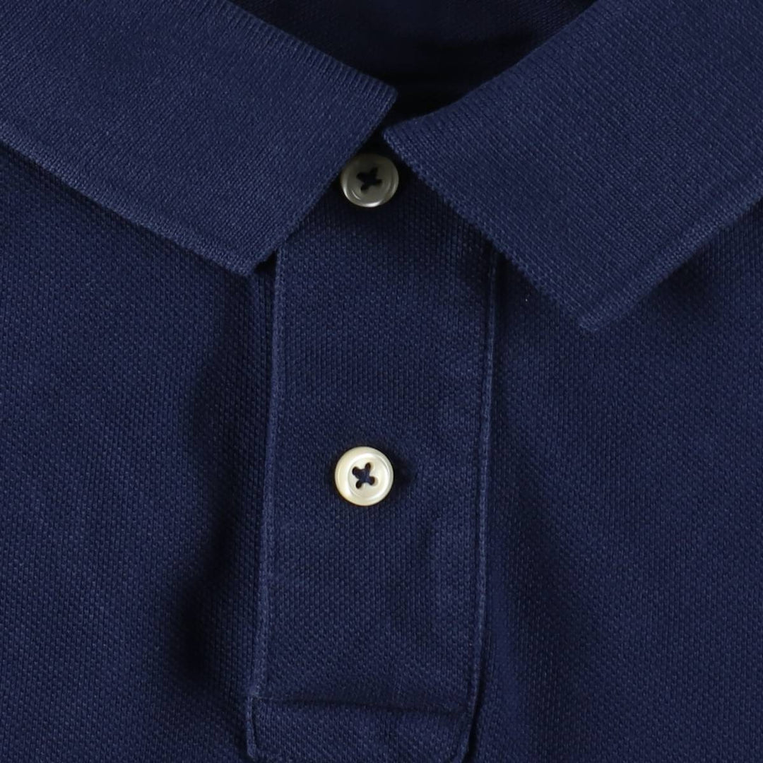Ralph Lauren POLO RALPH LAUREN CUSTOM SLIM FIT short sleeve polo shirt, men's size L cotton navy blue type Vintage Second Hand