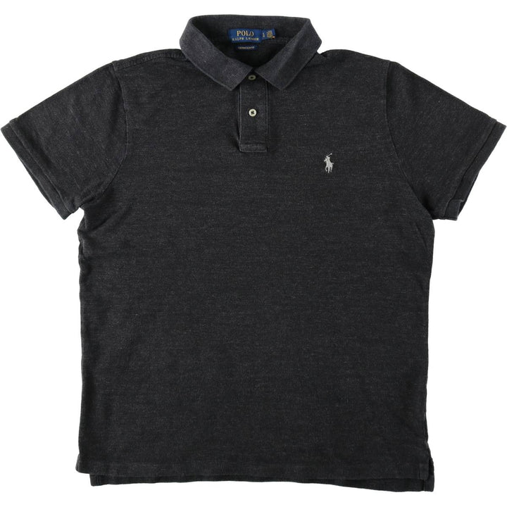 Ralph Lauren POLO RALPH LAUREN CUSTOM SLIM FIT short sleeve polo shirt, men's size L cotton black type Vintage Second Hand