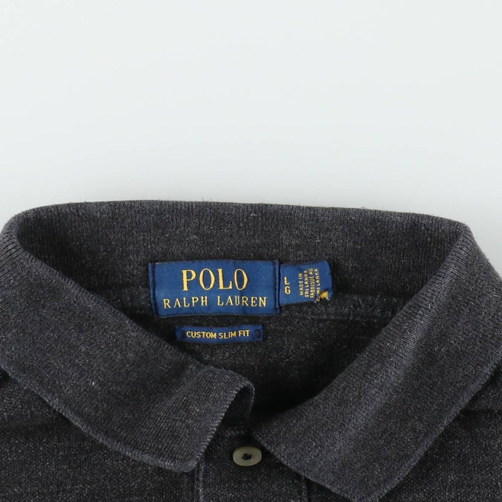 Ralph Lauren POLO RALPH LAUREN CUSTOM SLIM FIT short sleeve polo shirt, men's size L cotton black type Vintage Second Hand