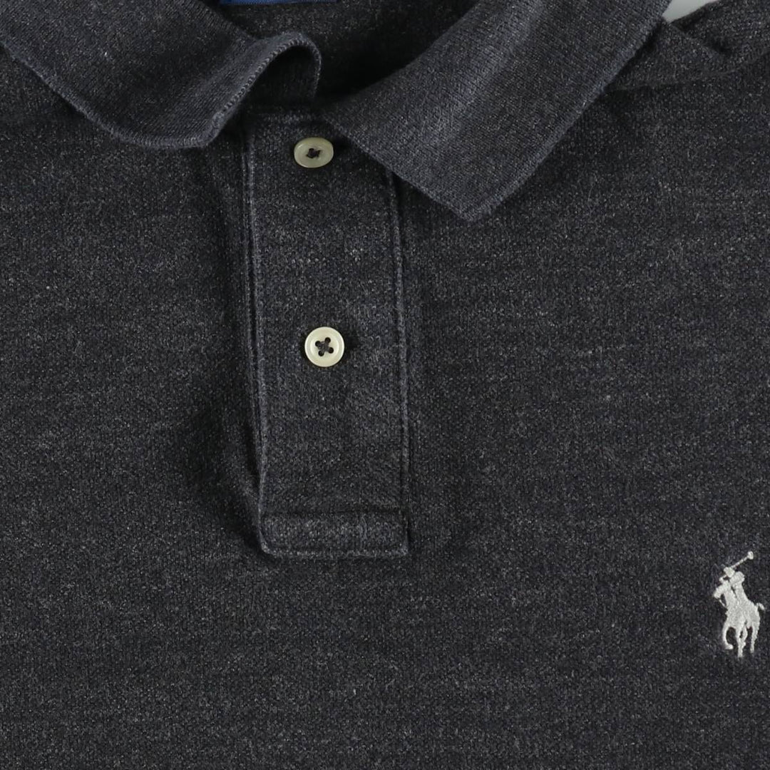 Ralph Lauren POLO RALPH LAUREN CUSTOM SLIM FIT short sleeve polo shirt, men's size L cotton black type Vintage Second Hand