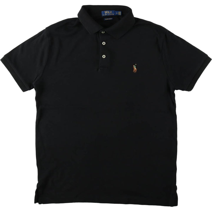 Ralph Lauren POLO RALPH LAUREN CUSTOM SLIM FIT short sleeve polo shirt men's size M cotton black type Vintage Second Hand
