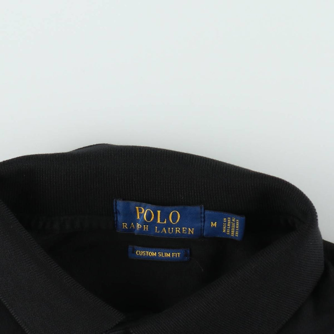 Ralph Lauren POLO RALPH LAUREN CUSTOM SLIM FIT short sleeve polo shirt men's size M cotton black type Vintage Second Hand