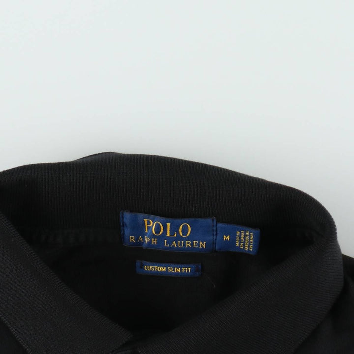 Ralph Lauren POLO RALPH LAUREN CUSTOM SLIM FIT short sleeve polo shirt men's size M cotton black type Vintage Second Hand