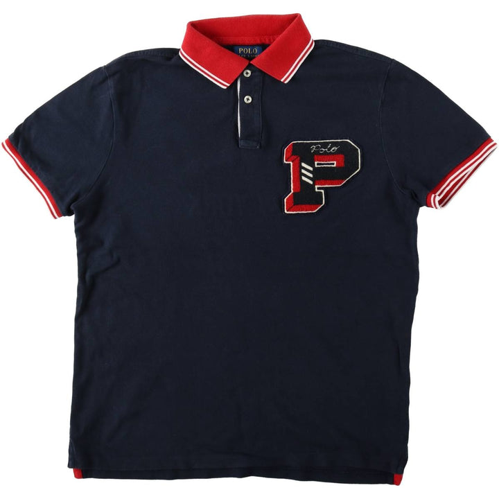 Ralph Lauren POLO RALPH LAUREN CUSTOM SLIM FIT short sleeve polo shirt men's size M cotton navy blue type Vintage Second Hand