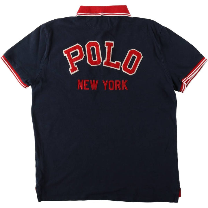 Ralph Lauren POLO RALPH LAUREN CUSTOM SLIM FIT short sleeve polo shirt men's size M cotton navy blue type Vintage Second Hand