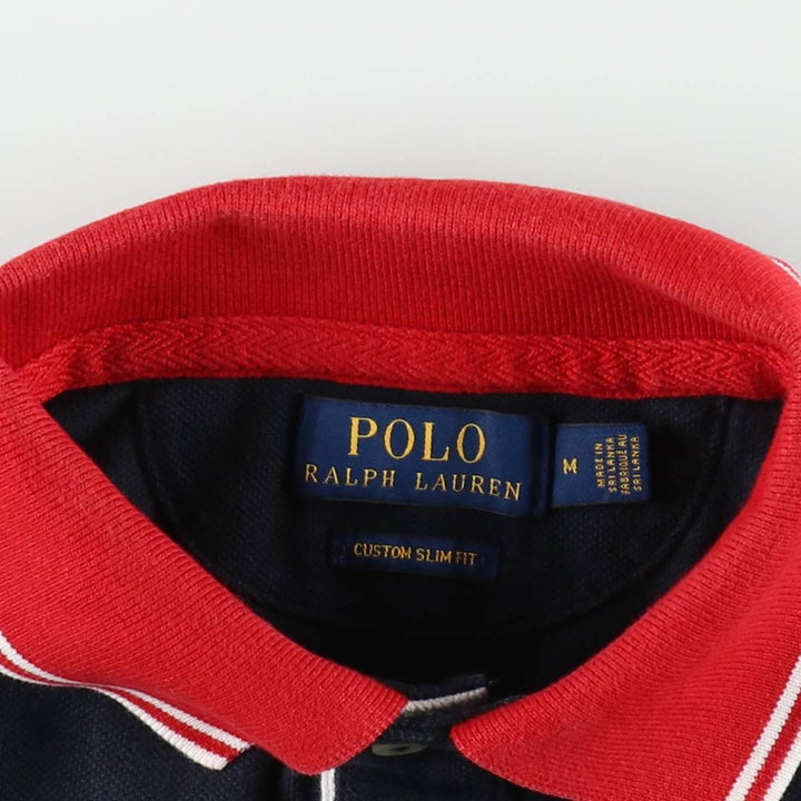 Ralph Lauren POLO RALPH LAUREN CUSTOM SLIM FIT short sleeve polo shirt men's size M cotton navy blue type Vintage Second Hand