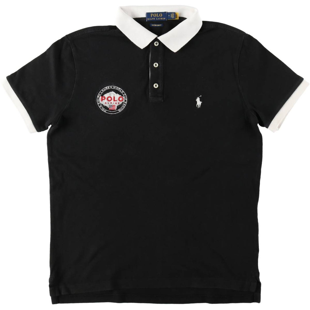 Ralph Lauren POLO RALPH LAUREN CUSTOM SLIM FIT short sleeve polo shirt men's size M cotton black type Vintage Second Hand