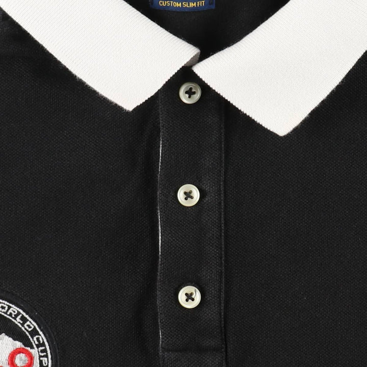 Ralph Lauren POLO RALPH LAUREN CUSTOM SLIM FIT short sleeve polo shirt men's size M cotton black type Vintage Second Hand