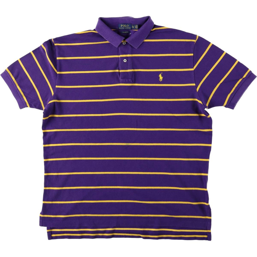 Ralph Lauren POLO RALPH LAUREN CLASSIC FIT short sleeve striped polo shirt men's XL equivalent cotton purple type Vintage Second Hand