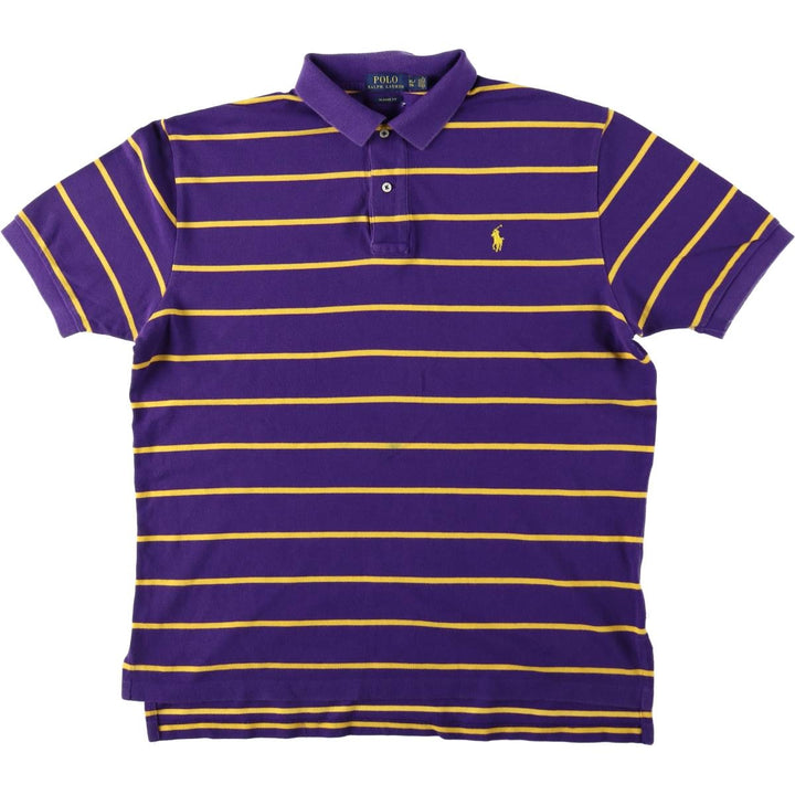 Ralph Lauren POLO RALPH LAUREN CLASSIC FIT short sleeve striped polo shirt men's XL equivalent cotton purple type Vintage Second Hand