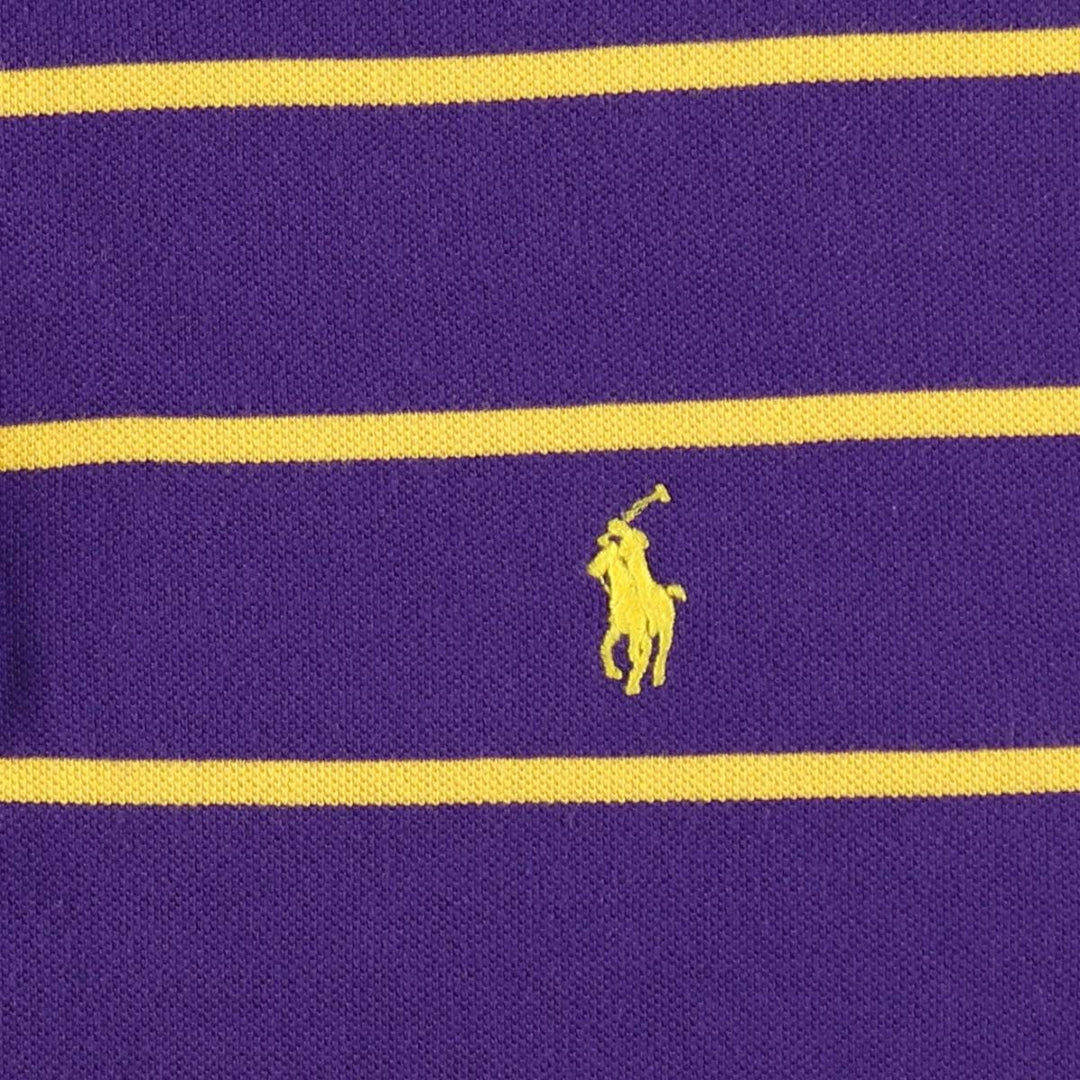 Ralph Lauren POLO RALPH LAUREN CLASSIC FIT short sleeve striped polo shirt men's XL equivalent cotton purple type Vintage Second Hand