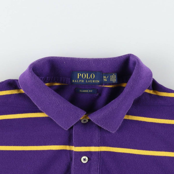 Ralph Lauren POLO RALPH LAUREN CLASSIC FIT short sleeve striped polo shirt men's XL equivalent cotton purple type Vintage Second Hand