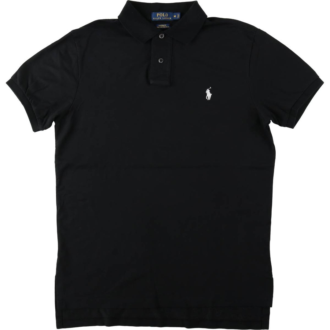 Ralph Lauren POLO RALPH LAUREN CUSTOM FIT short sleeve polo shirt men's M equivalent Pima Cotton black type Vintage Second Hand