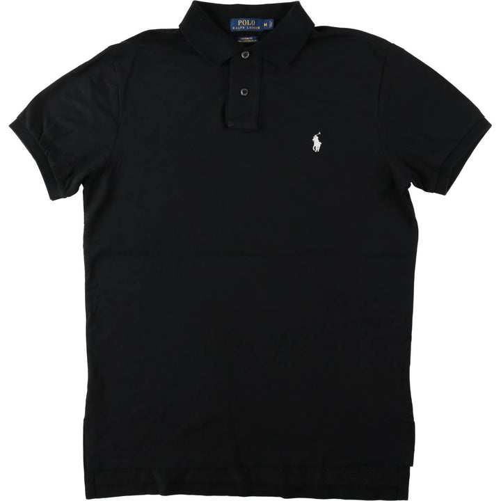Ralph Lauren POLO RALPH LAUREN CUSTOM FIT short sleeve polo shirt men's M equivalent Pima Cotton black type Vintage Second Hand