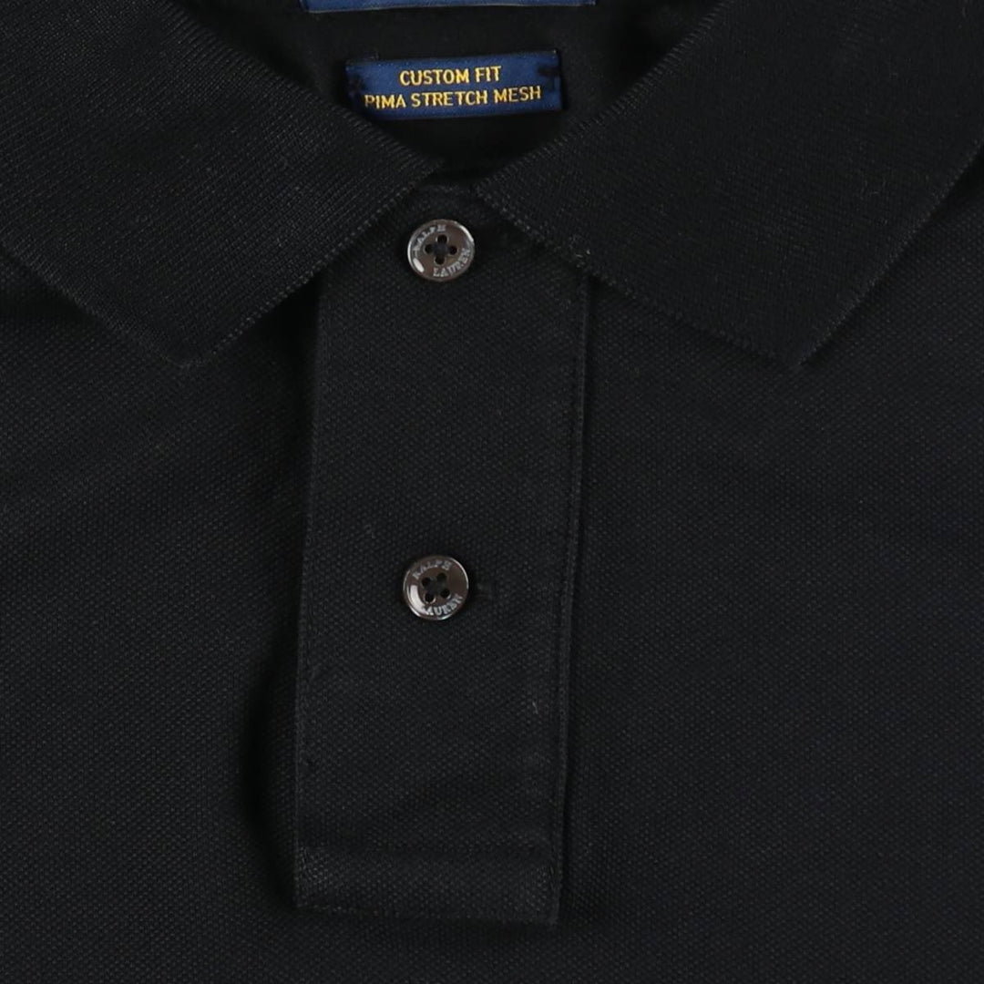 Ralph Lauren POLO RALPH LAUREN CUSTOM FIT short sleeve polo shirt men's M equivalent Pima Cotton black type Vintage Second Hand