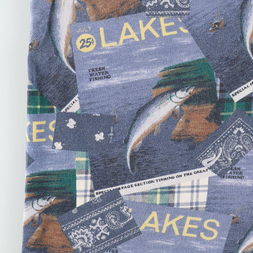 Nautica all-over print short-sleeved polo shirt, men's size M. cotton blue type Vintage Second Hand