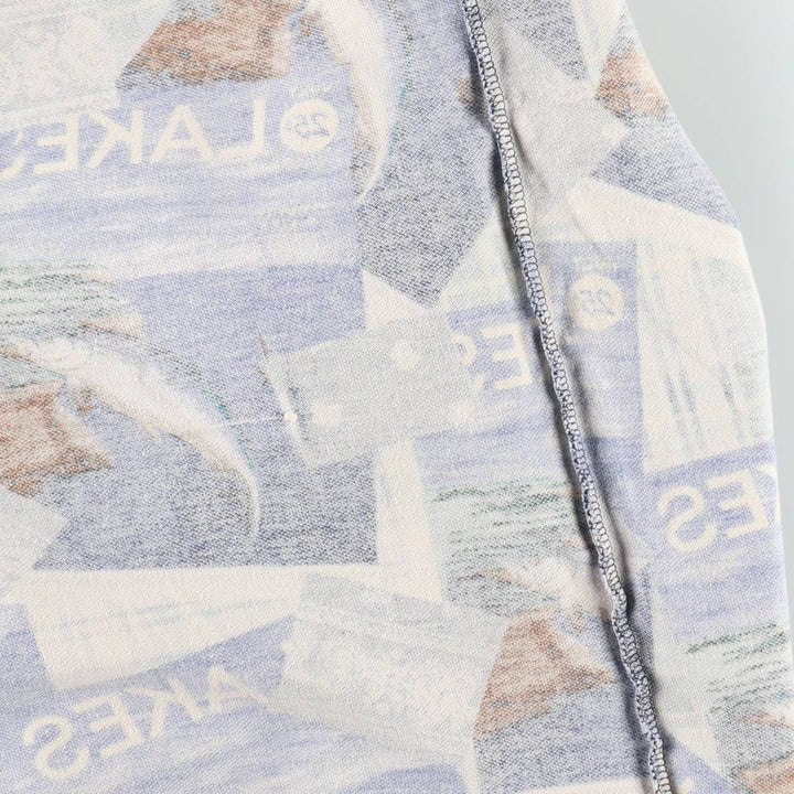 Nautica all-over print short-sleeved polo shirt, men's size M. cotton blue type Vintage Second Hand