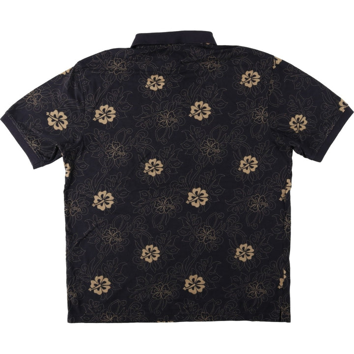 Ocean Pacific all-over print short-sleeved polo shirt, men's size XL (approx.) cotton black type Vintage Second Hand