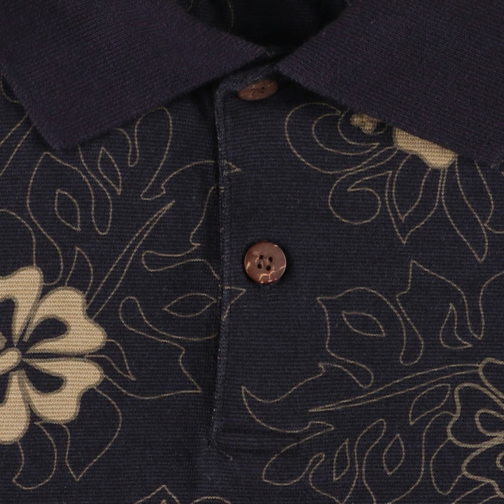 Ocean Pacific all-over print short-sleeved polo shirt, men's size XL (approx.) cotton black type Vintage Second Hand