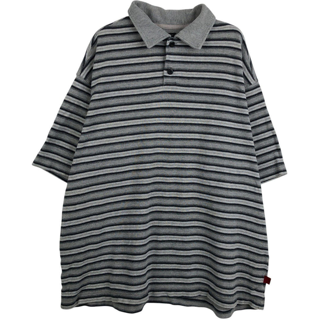 Levi's Multi-stripe Short-Sleeve Polo Shirt, Made in USA, Men's Size XL (approx.) cotton gray type Vintage Second Hand