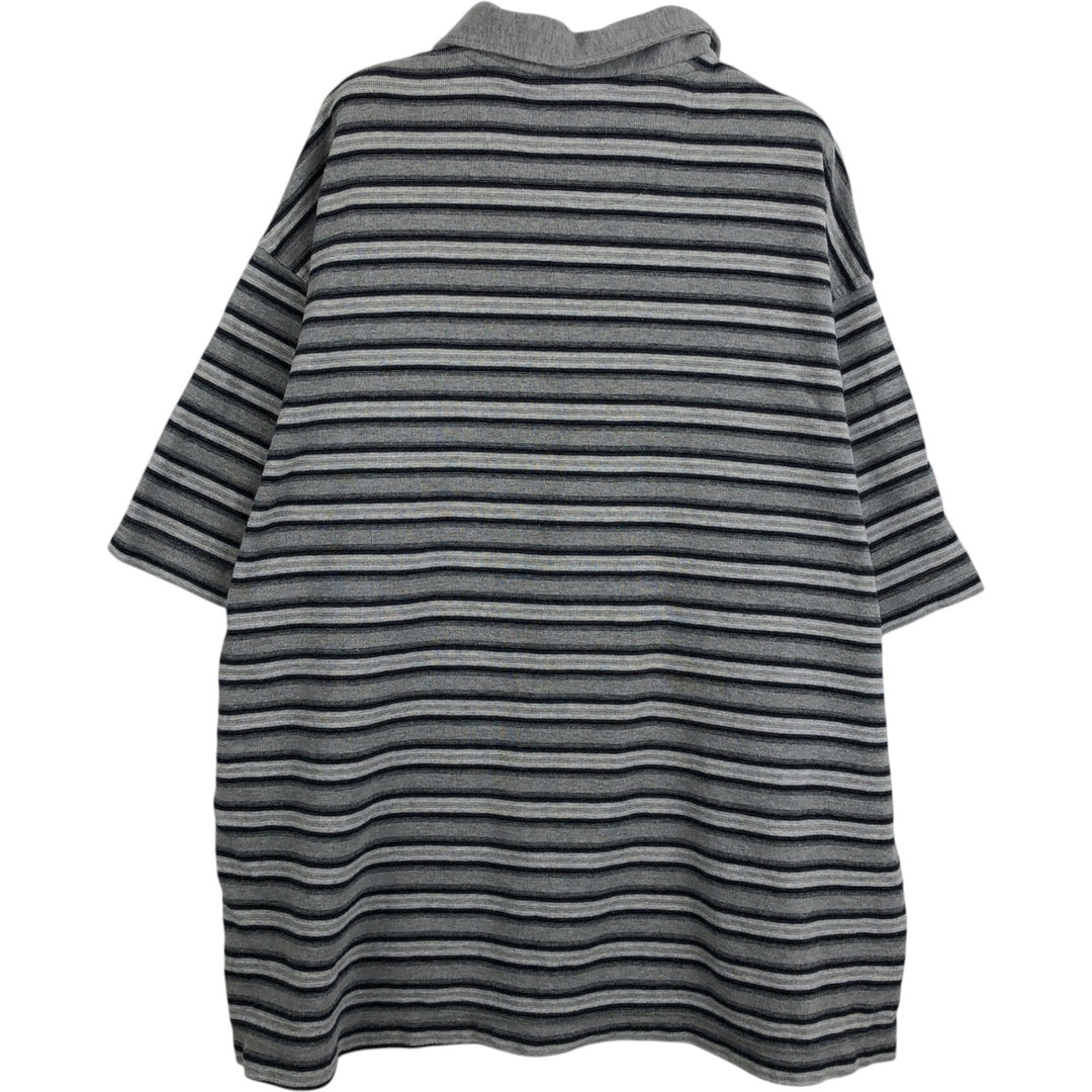 Levi's Multi-stripe Short-Sleeve Polo Shirt, Made in USA, Men's Size XL (approx.) cotton gray type Vintage Second Hand