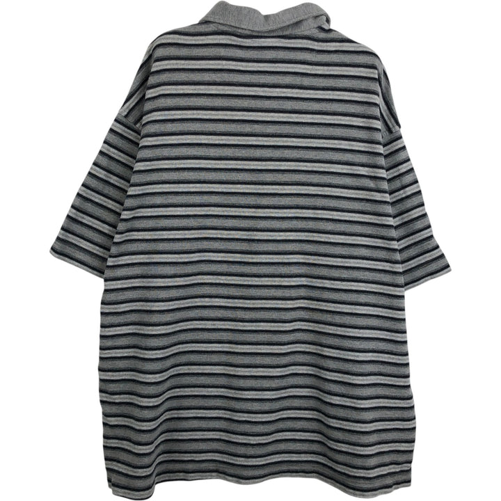 Levi's Multi-stripe Short-Sleeve Polo Shirt, Made in USA, Men's Size XL (approx.) cotton gray type Vintage Second Hand