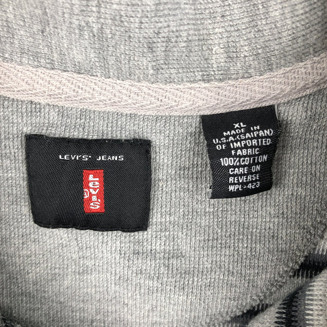 Levi's Multi-stripe Short-Sleeve Polo Shirt, Made in USA, Men's Size XL (approx.) cotton gray type Vintage Second Hand