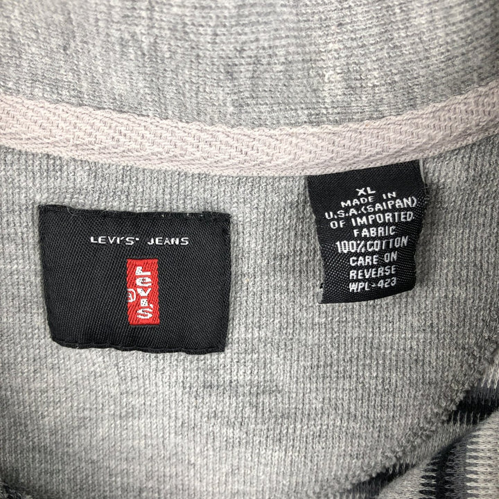 Levi's Multi-stripe Short-Sleeve Polo Shirt, Made in USA, Men's Size XL (approx.) cotton gray type Vintage Second Hand