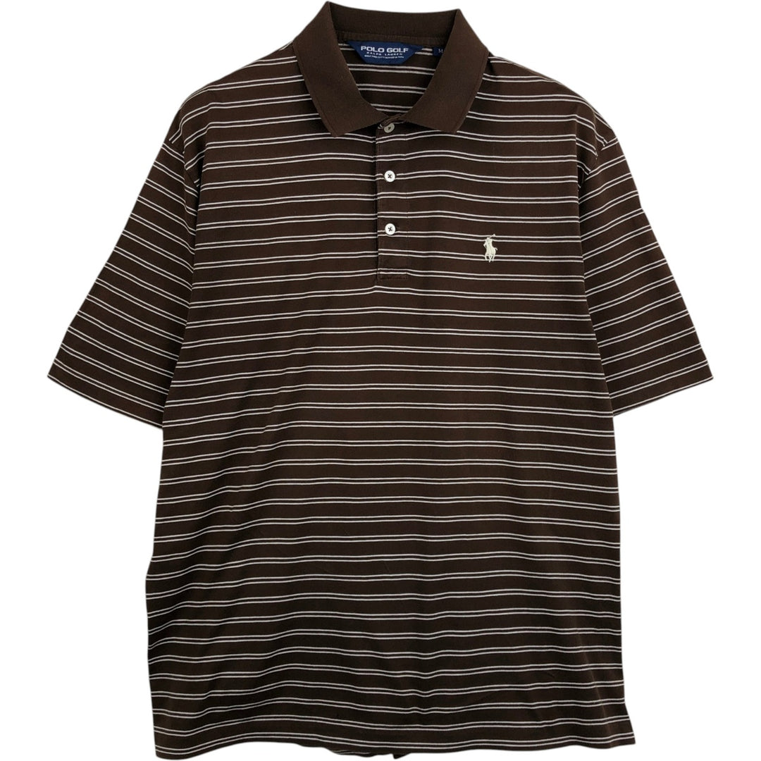 Ralph Lauren POLO GOLF Polo Golf short sleeve striped polo shirt men's size M Pima Cotton brown type Vintage Second Hand