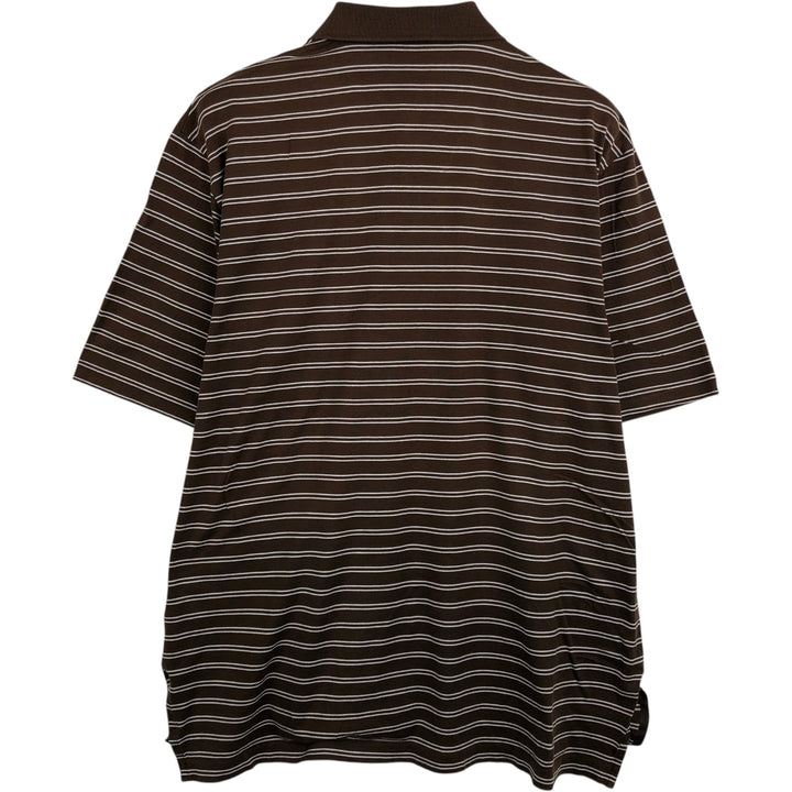 Ralph Lauren POLO GOLF Polo Golf short sleeve striped polo shirt men's size M Pima Cotton brown type Vintage Second Hand