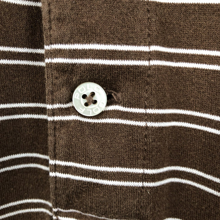 Ralph Lauren POLO GOLF Polo Golf short sleeve striped polo shirt men's size M Pima Cotton brown type Vintage Second Hand