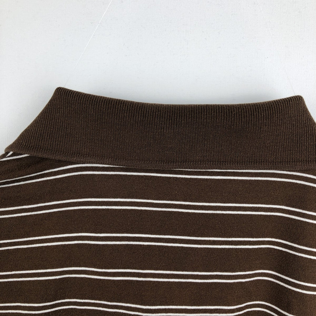 Ralph Lauren POLO GOLF Polo Golf short sleeve striped polo shirt men's size M Pima Cotton brown type Vintage Second Hand