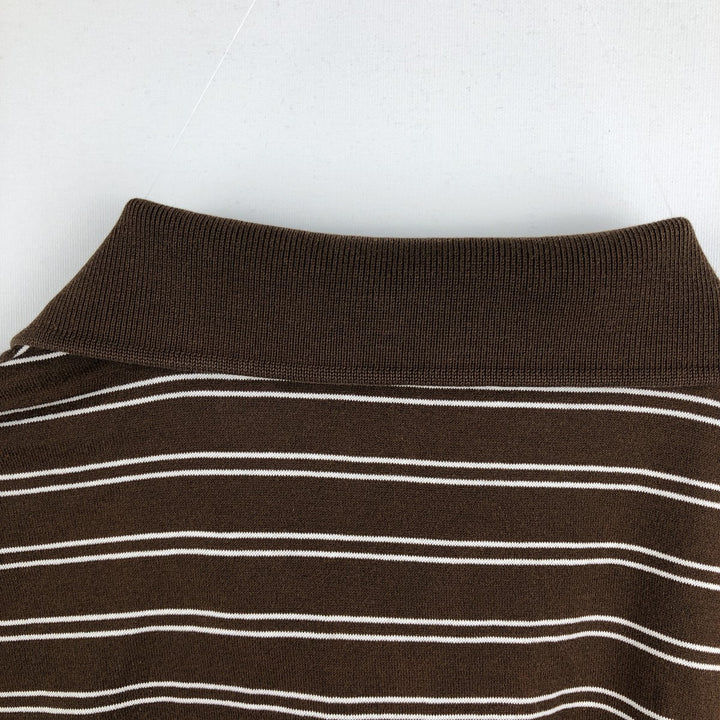 Ralph Lauren POLO GOLF Polo Golf short sleeve striped polo shirt men's size M Pima Cotton brown type Vintage Second Hand