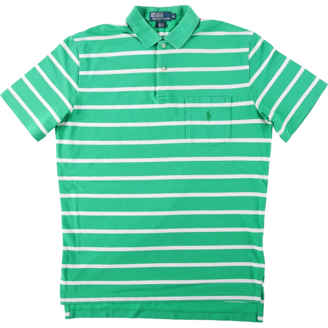 Ralph Lauren POLO by Ralph Lauren short sleeve striped polo shirt, men's size M cotton green type Vintage Second Hand