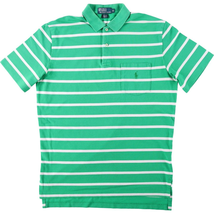 Ralph Lauren POLO by Ralph Lauren short sleeve striped polo shirt, men's size M cotton green type Vintage Second Hand