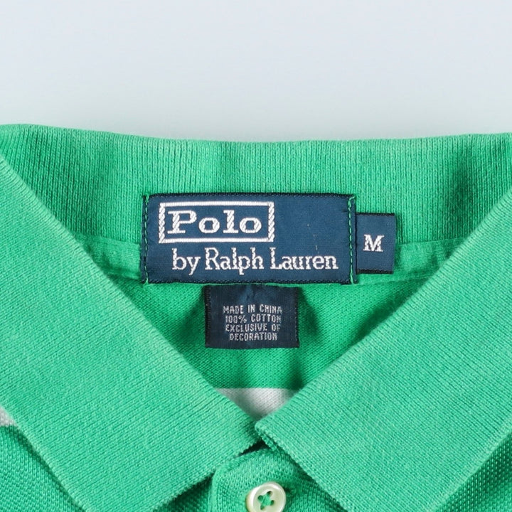 Ralph Lauren POLO by Ralph Lauren short sleeve striped polo shirt, men's size M cotton green type Vintage Second Hand