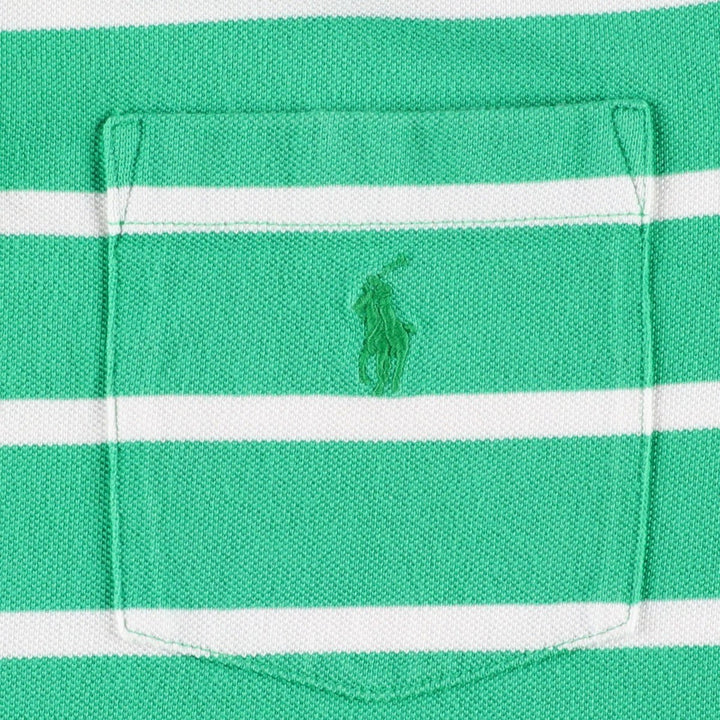 Ralph Lauren POLO by Ralph Lauren short sleeve striped polo shirt, men's size M cotton green type Vintage Second Hand