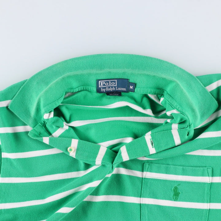 Ralph Lauren POLO by Ralph Lauren short sleeve striped polo shirt, men's size M cotton green type Vintage Second Hand